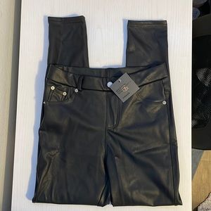 High rise leather pants